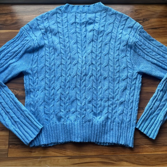 American Eagles Blue Cable Knit Cardigan Sweater L - Picture 6 of 7